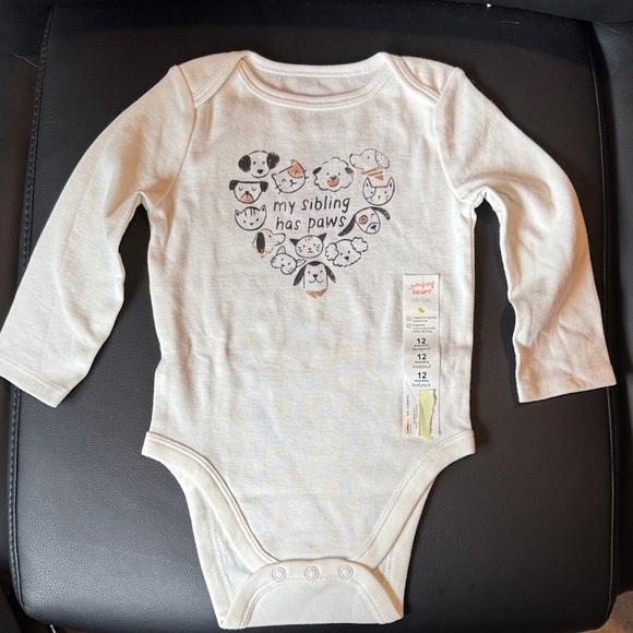 Jumping Beans Cream Long Sleeve Bodysuit - My Sibling Has Paws - Picture 1 of 4